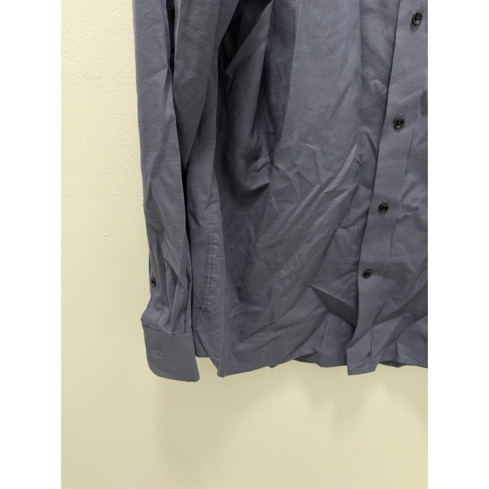 Quince Men's Large Organic Cotton Cashmere Dress Shirt Blue Gray Button Front L